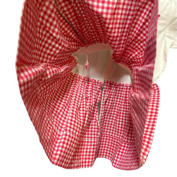 Vtg Handmade Wht/Red Check Dress, Stitched Horse/Flower 9-12months - Picture 11 of 11